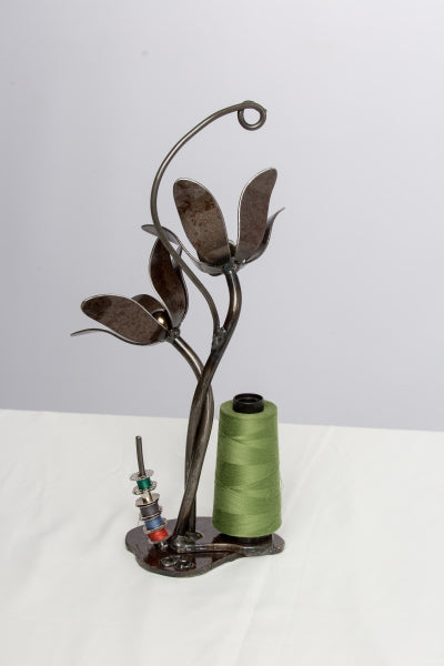 Paul’s Metal Petals Barb coneflower threadholder design reference; each handmade piece varies