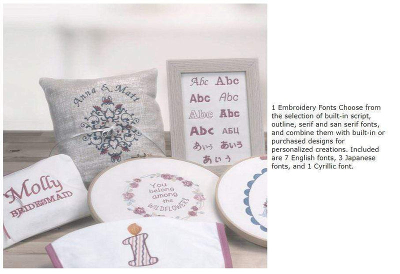Brother SE2000 Built-In English Embroidery Fonts