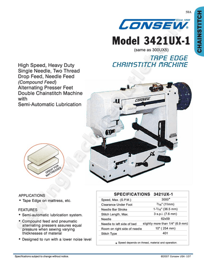 Consew Industrial Machines Consew 3421UX-1