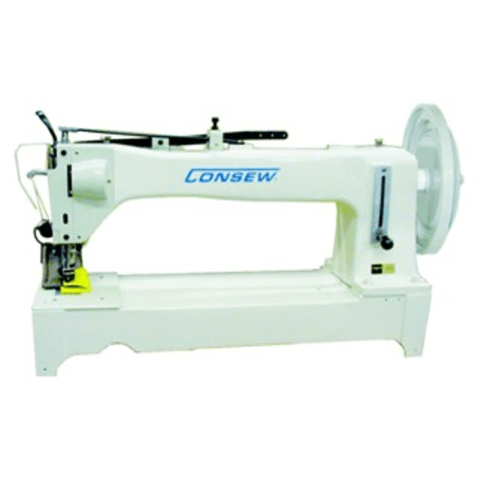 Consew Industrial Machines Consew Model 733R-25 Extra Heavy Duty, Long Arm, Single Needle, Drop Feed, Alternating, Presser Feet, Lockstich Machine Table Stand and Motor