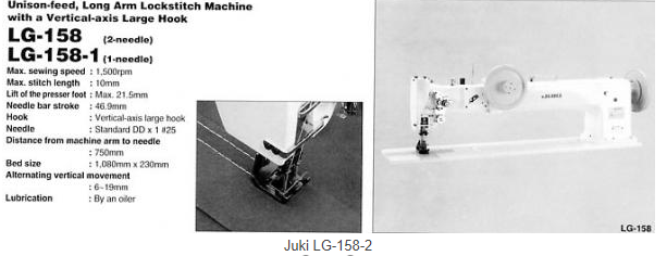 Juki Longarm Machines Juki LG-158-2 Double Needle 30" LongArm Walking Foot Sewing Machine, Std. Gauge, Servo Motor & Stand, 10mm SL, 7/8" Lift, LG Bobbin, 100 214x1 Needles