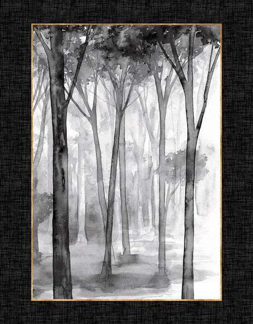 Sewingmachineoutlet Fabrics Studio E Water Color 5089P-94 Charcoal/Gold 36" Panel 100% Cotton Fabric