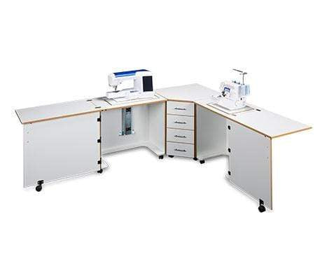 Sylvia Cabinets and Tables Sylvia Design 1810 Complete Combo Dual Sewing Machine And Serger Air Lift Cabinet